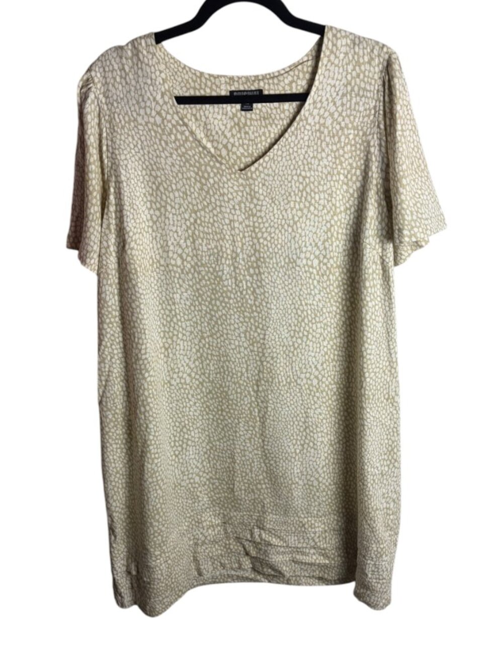 Nicole Miller Size Xl Shift Dress Neutral Tan Snake Print Linen Mini Costal Boho